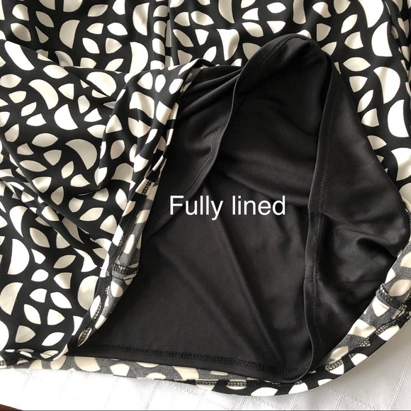 Laundry Midi Dress crossover wrap around B&W 3/4 sleeve elegant feminine Sz 6 - Picture 7 of 10